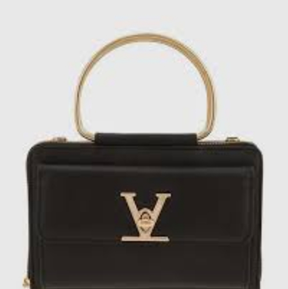 FINAL PRICE!! NEW!! Gold Lettering Black Wallet On Chain With Gold Handle - Picture 3 of 3